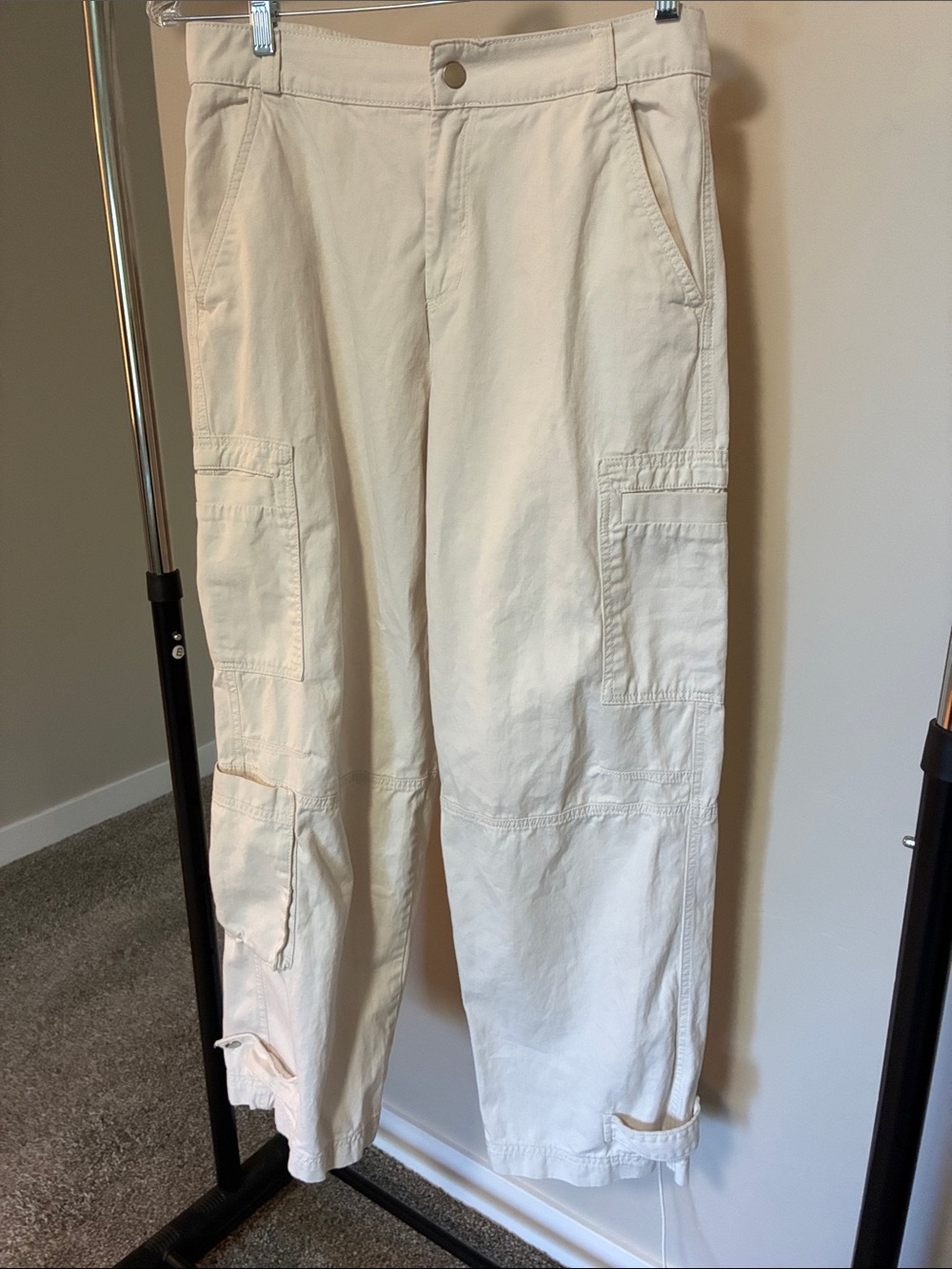 H&M Cream Cargo Pants with Utility Pockets